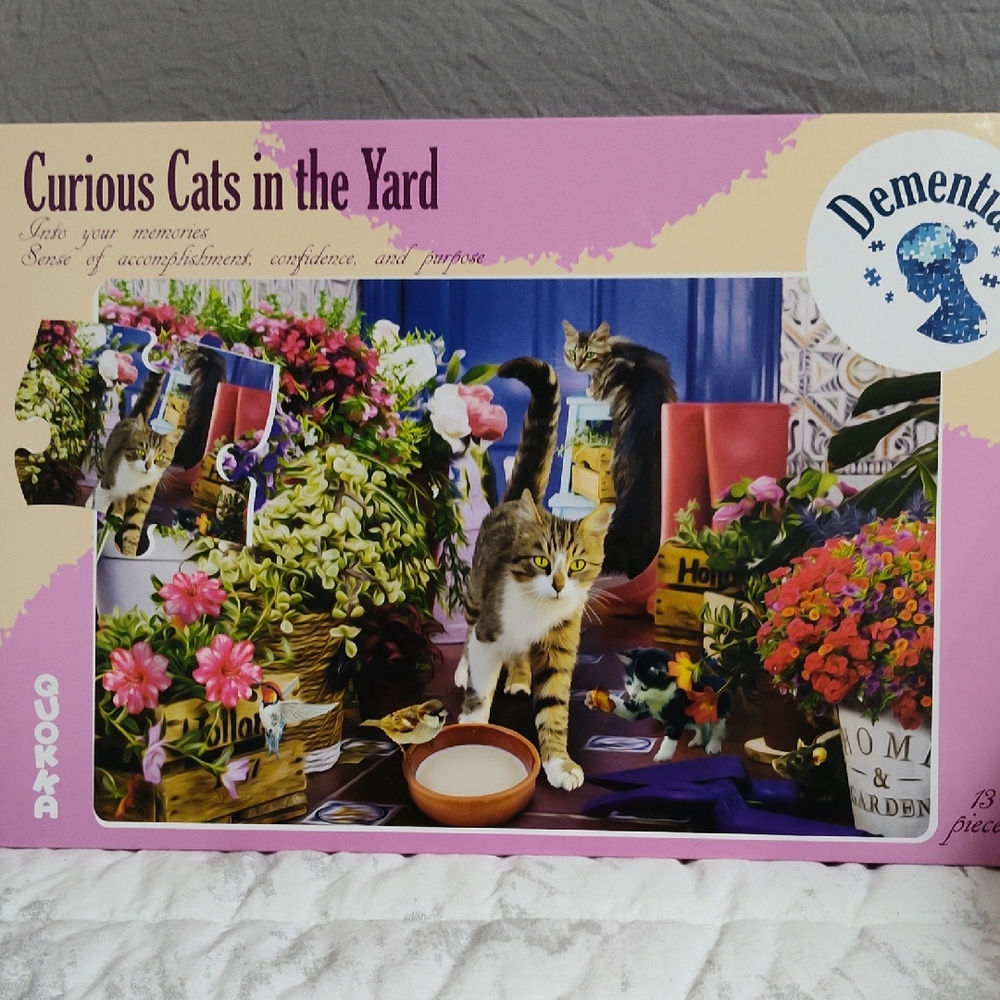Quokka "Curious Cats in the Yard"  Dementia Puzzle, 13 Large Pieces